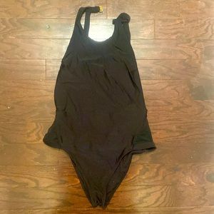 Black one piece with mesh detail